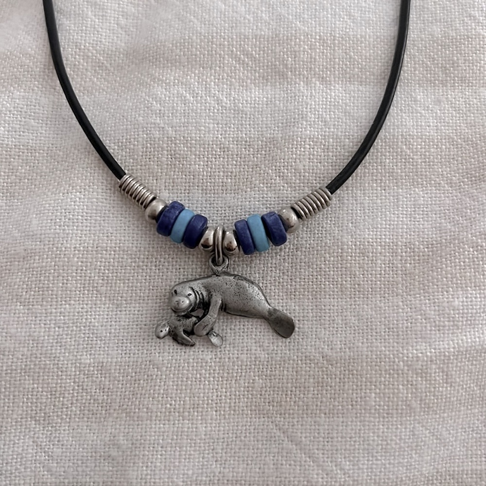 Vintage Manatee Charm Necklace